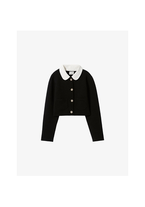 Womens Claudie Pierlot Removable-Collar Cropped Knitted Cardigan