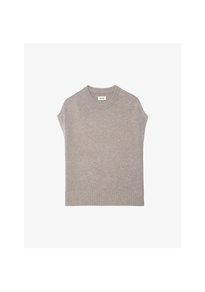 Womens Zadig&Voltaire Contrast-Edge Relaxed-Fit Sleeveless Wool and Cashmere-Blend Jumper