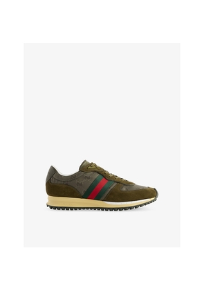 Mens Gucci Kids' Nora Nylon and Suede Trainers