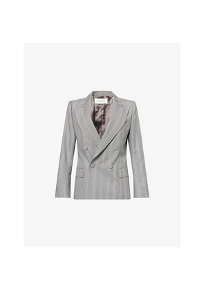 Womens Dries Van Noten Striped Peak-Lapels Wool-Blend Blazer