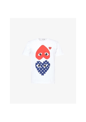 Mens Comme Des Garcons Play Play Graphic-Print Crewneck Cotton T-Shirt
