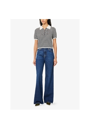 Womens Frame The Cuffed Wide-Leg Denim Jeans