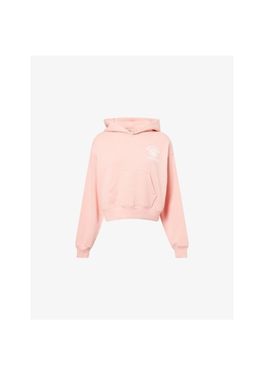 Womens Sporty & Rich Boxy-Fit Lounge Cotton-Blend Hoody