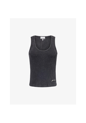Womens Ganni Heavy Ribbed Cotton-Jersey Tank Top