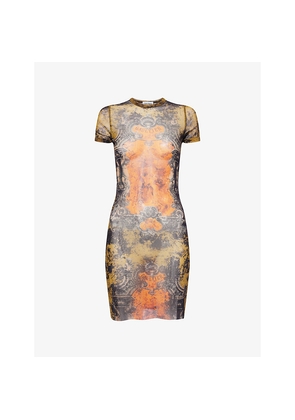 Womens Jean Paul Gaultier Printed Short-Sleeves Woven Mini Dress