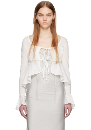 Kijun Off-White Shirring Tie Blouse