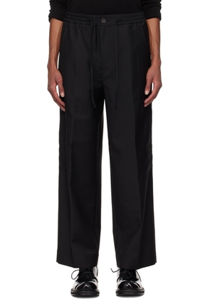 Róhe Black Wide Leg Drawcord Cargo Trousers