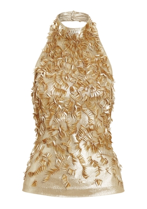 Ralph Lauren - Annike Beaded Lamé Halter Top - Gold - US 4 - Moda Operandi