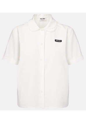 Miu Miu Logo cotton and linen poplin shirt