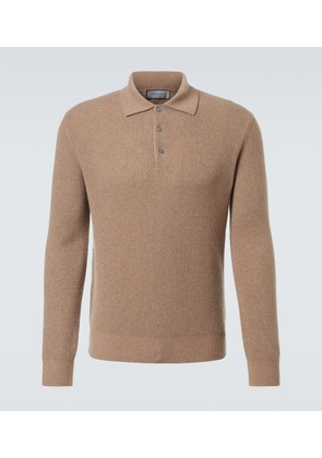 Canali Waffle-knit wool and cashmere polo sweater