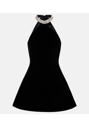 David Koma Crystal-embellished halterneck minidress