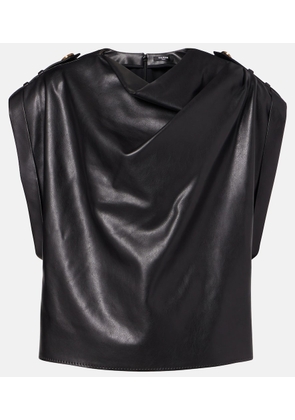 Balmain Draped faux leather top