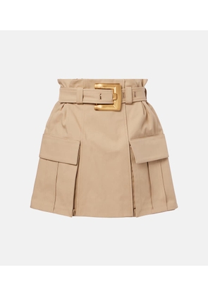 Balmain Belted cotton gabardine miniskirt