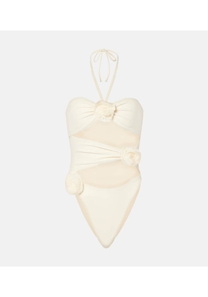 Same Floral-applique cutout swimsuit