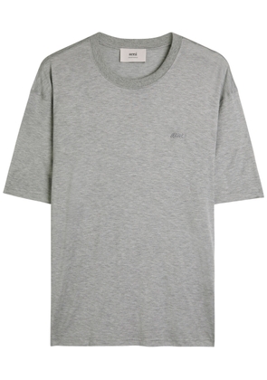 Ami Paris Logo-embroidered Jersey T-shirt - Grey - M