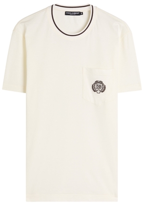 Dolce & Gabbana Logo-embroidered Cotton T-shirt - White - 48 (IT48 / M)