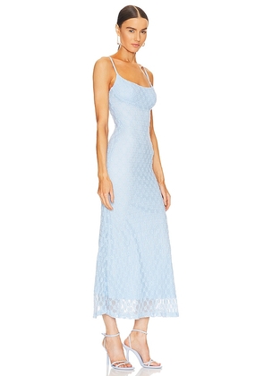 Bardot Adoni Mesh Midi Dress in Baby Blue. Size 2. Also in 10, 12, 4, 6, 8.