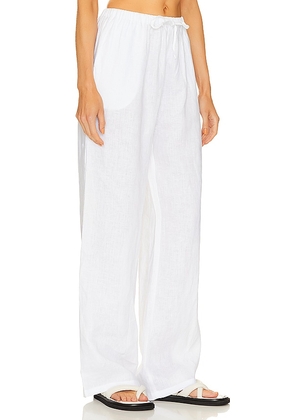 AEXAE Linen Drawstring Trouser in White. Size L. Also in M, S, XL, XS.