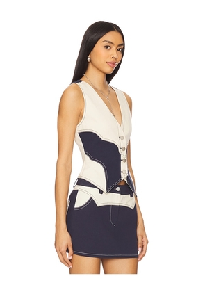 BY.DYLN x REVOLVE Donella Vest in Ivory,Navy. Size M. Also in L, S, XL, XS.