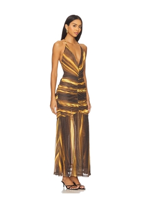 Bardot Aries Mesh Maxi Dress in Brown. Size 10. Also in 12, 4, 6, 8.