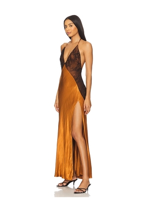 Bardot Estrella Halter Maxi Dress in Burnt Orange,Black. Size 10. Also in 12, 2, 4, 6, 8.