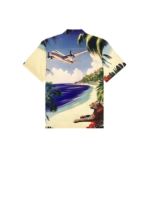 Duvin Design Beach Landing Buttonup Shirt in Blue. Size L. Also in M, S, XL/1X.