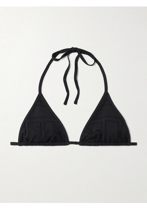 TOTEME - Pointelle-knit Triangle Stretch Recycled Halterneck Bikini Top - Black - x small,small,medium,large,x large