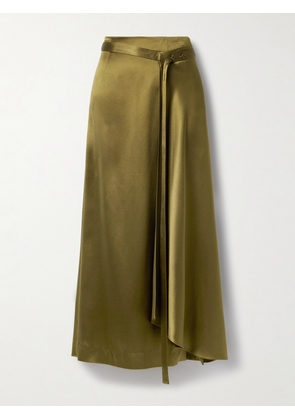 Adam Lippes - Bruna Wrap-effect Belted Silk-charmeuse Midi Skirt - Green - US2,US4,US6,US8,US10,US12,US14