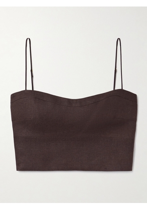 Adam Lippes - Bex Cropped Linen Top - Brown - US0,US2,US4,US6,US8,US10,US12