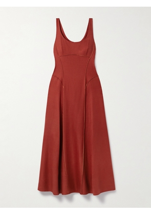 Adam Lippes - Shay Paneled Stretch-canvas Midi Dress - Red - US0,US2,US4,US6,US8,US10,US12,US14