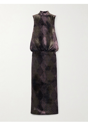 Dries Van Noten - Draped Printed Velvet Maxi Dress - Multi - FR 34,FR 36,FR 38,FR 40,FR 42,FR 44
