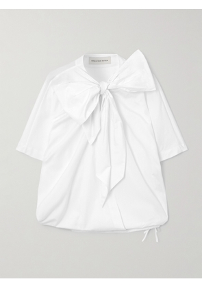 Dries Van Noten - Tie-neck Gathered Cotton-poplin Blouse - White - FR 34,FR 36,FR 38,FR 40,FR 42,FR 44