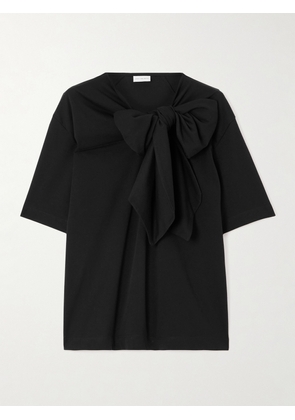 Dries Van Noten - Bow-detailed Organic Cotton-jersey Blouse - Black - x small,small,medium,large