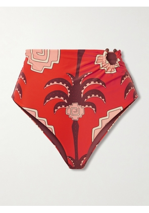 Johanna Ortiz - Taita Embellished Recycled Bikini Briefs - Red - x small,small,medium,large,x large