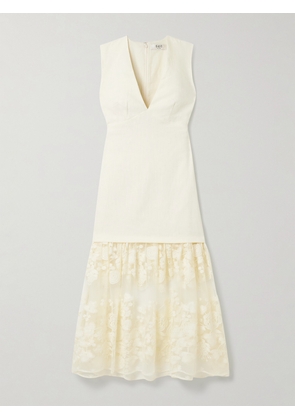 Sea - Arielle Linen And Cotton-blend And Embroidered Tulle Midi Dress - Cream - US0,US2,US4,US6,US8,US10,US12,US14