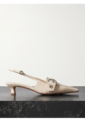 Aeyde - Davina Buckled Leather Slingback Pumps - Cream - 36,36.5,37,37.5,38,38.5,39,39.5,40,40.5,41,41.5,42