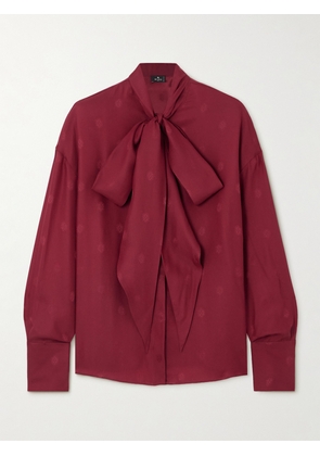 Etro - Pussy-bow Silk-jacquard Blouse - Burgundy - IT38,IT40,IT42,IT44,IT46,IT48,IT50