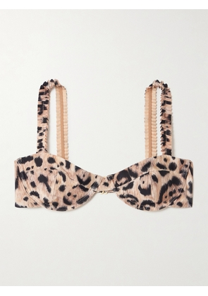 Agua by Agua Bendita - Agraz Ruffled Leopard-print Stretch Recycled Bikini Top - Animal print - x small,small,medium,large,x large