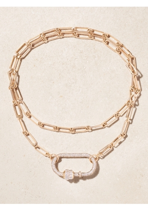 Marla Aaron - Allstone Regular Lock + Stoned 14-karat Rose Gold Diamond Necklace - One size