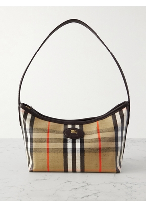 Burberry - Leather-trimmed Checked Canvas Shoulder Bag - Neutrals - One size