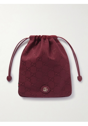 Gucci - Leather-trimmed Canvas Pouch - Burgundy - One size
