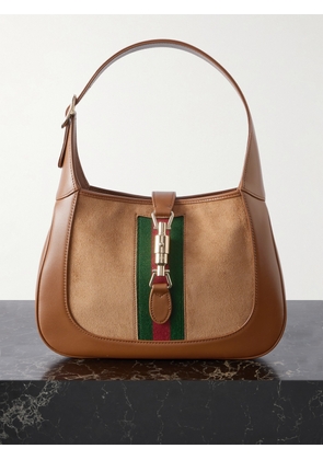 Gucci - Jackie 1961 Webbing-trimmed Suede And Leather Shoulder Bag - Brown - One size