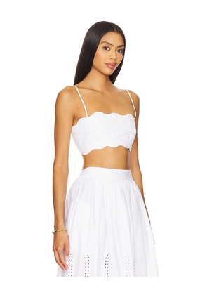 Susana Monaco Embroidered Poplin Micro String Top in White. Size L. Also in M, S.