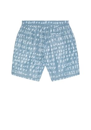 Scotch & Soda Printed Swim Shorts in Baby Blue. Size L. Also in M, S, XL/1X.