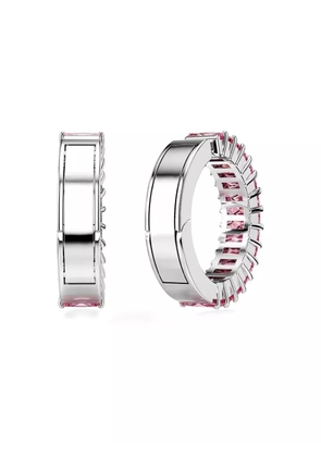 Swarovski Matrix baguette-cut pink-crystal hoop earrings