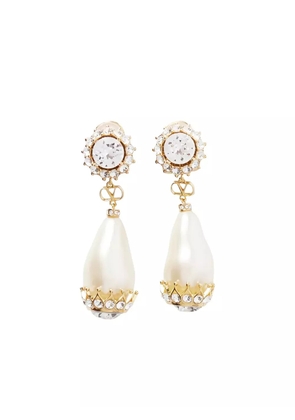 Valentino Garavani VLogo Signature crystal-embellished pearl earrings - White