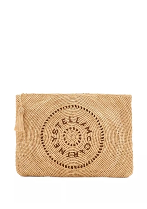 Stella McCartney logo-print raffia clutch bags - Neutrals