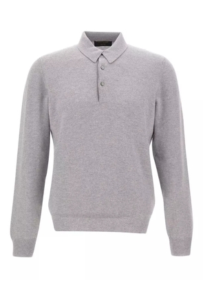Gran Sasso long-sleeve knitted polo shirt - Grey