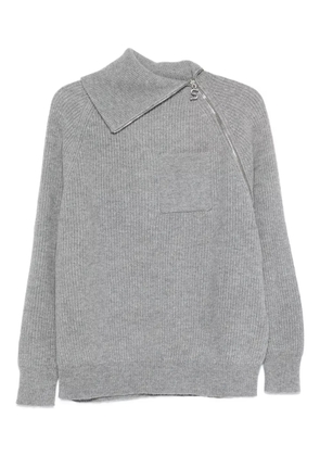 Sportmax asymmetrical-neck zip-front sweater - Grey