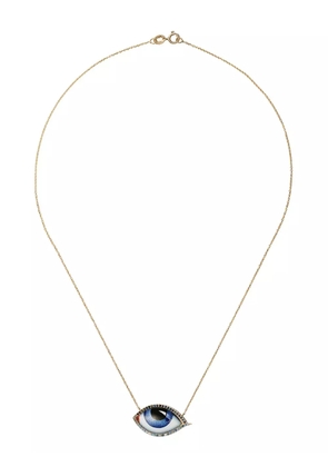 Lito 14kt yellow gold Tu Es Partout diamond, sapphire and enamel necklace - Blue and black